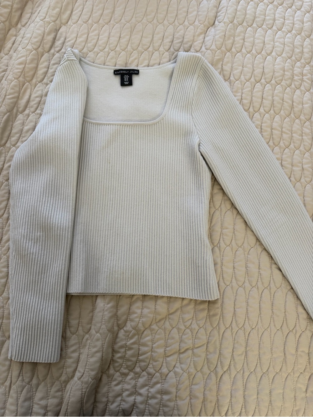 Sincerely Jules Light Gray Ribbed Top